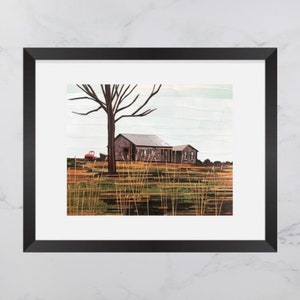 Crouse's Settlement Print, Barns of Nova Scotia, Paper collage art, Nova Scotia print, Maritime art, Home Decor