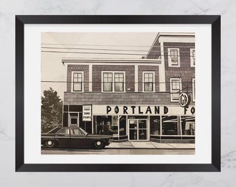 Portland Street IGA Food Market 1967 Print, Halifax archives, Darmouth Nova Scotia, Paper collage art, Nova Scotia  print, vintage