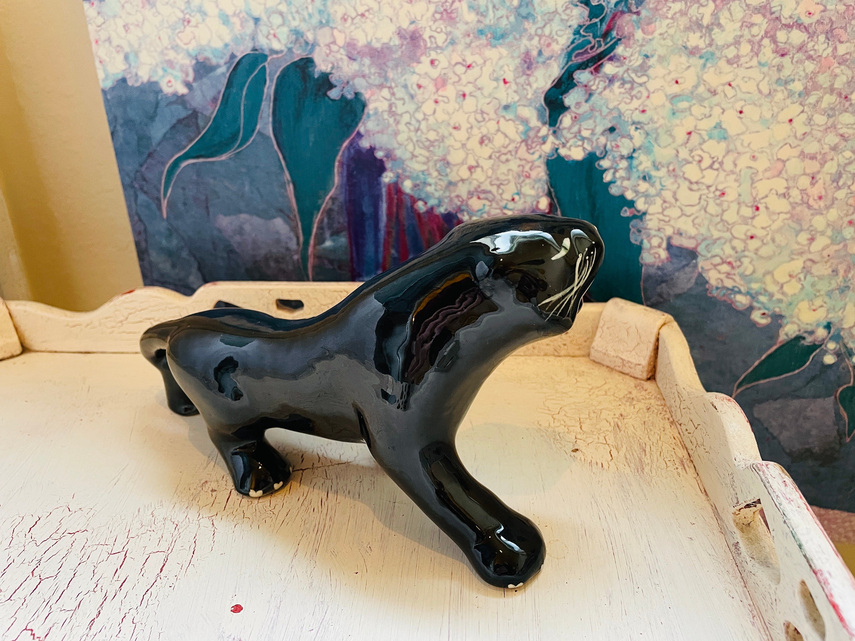 Vintage Statue Retro 1980s Black Panther + Contemporary +