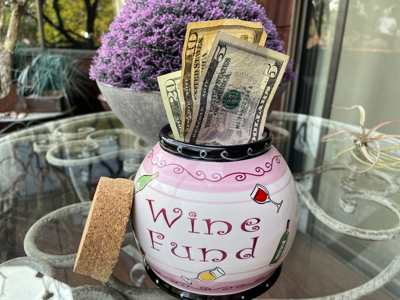 Wine Fund Adult Money Jar Funny Bank Ganz Bella Casa Etsy
