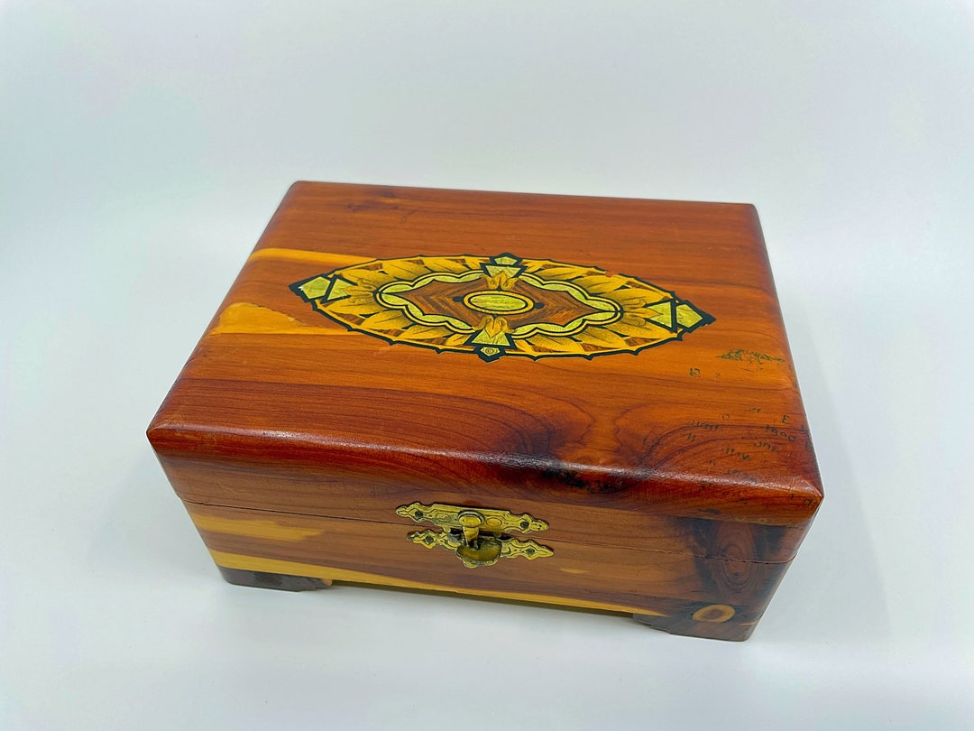 Elegant Playing Cards Storage Box Vintage Wood Inlaid Art Etsy