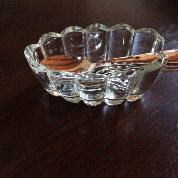 Pair of Princess House Clear Glass Spoon Holders Elegant Kitchen Accessories  