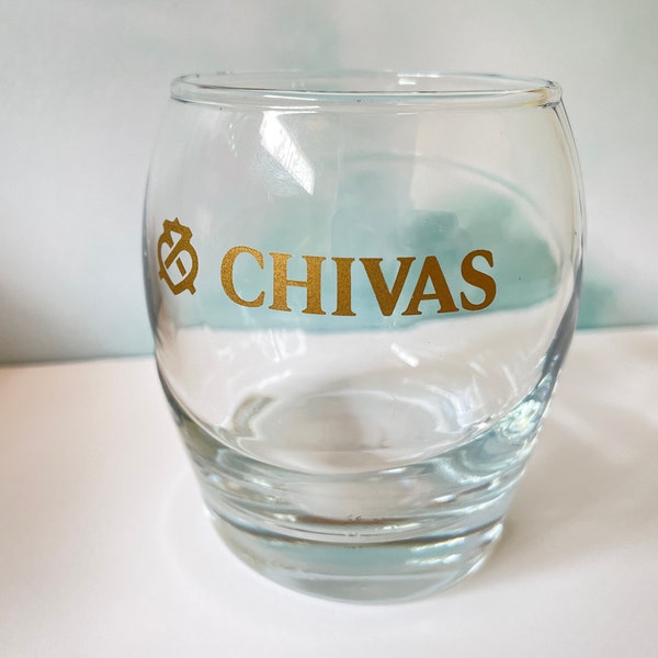Chivas Regal Tumbler Rocks Low Ball Glass, Vintage Barware, Scotch Whiskey Lover