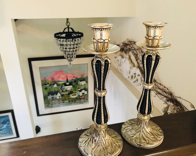 Black Candleholders Wallace Silver Plate Candle Holders Etsy