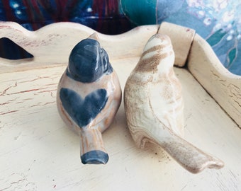 Vintage Bird Figurines, Dissing Keramik Hovedgaard Pottery, Mt St Helens Bird, Ashware, Cougar Washington