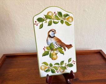 Williamsburg Andrea by Sadek Porcelain Cheese Board Bird Pear Motif Scalloped Serving Tray