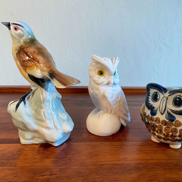 White Ceramic Bird Figurine Etsy