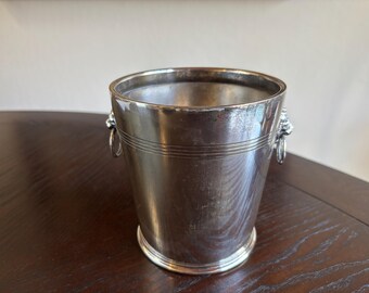 Vintage RHV & Co Silver Plate Ice Bucket Lion Ring Handles English Barware