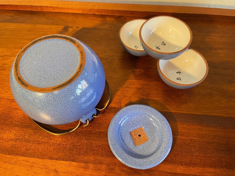 Chinese Yixing Teaware Clay Stoneware Crackle Glazed Teapot Etsy