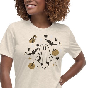 Vintage Ghost Halloween - Bella + Canvas Relaxed T Shirt - Sizes S - 3XL