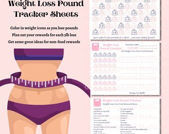 Weight Loss Pound Tracker, Weight Loss Tracker, 60lb Weight Loss Tracker, Weight Goal, Printable Weight Tracker, Weight Loss Reward Planner