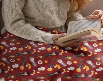 Wizard Throw Blanket, Wizard School Blanket, Wizard Characters Blanket, Fleece and Sherpa Options