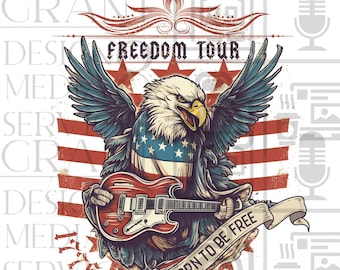 4th of July PNG | Freedom Tour 1776 | Vintage 4th of July Sublimation Design | Retro T Shirt Design | Born Free Eagle PNG