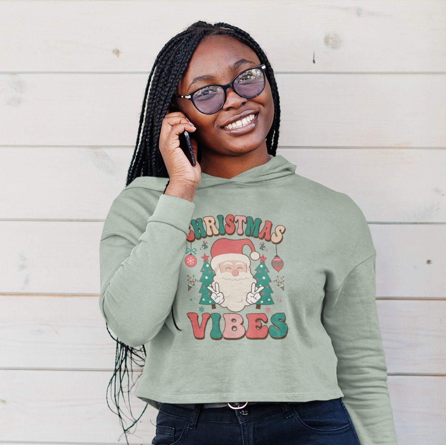 Santa Cropped Hoodie - Etsy