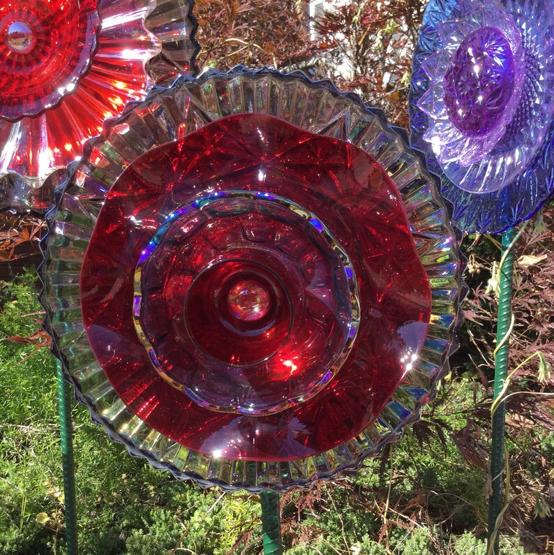 Fire and Ice Carnival Glass Flower | Etsy