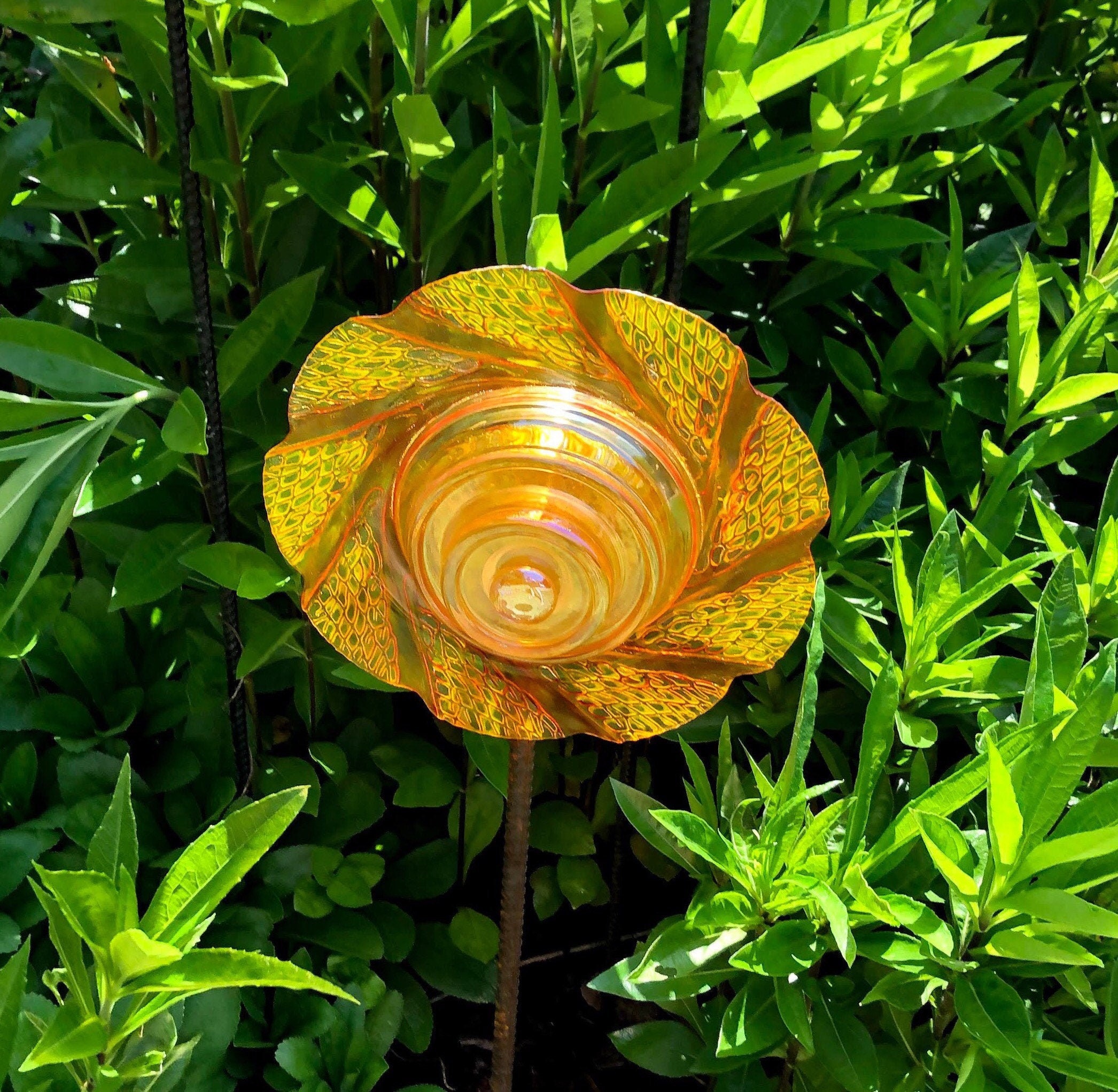Twilight Orange Glass Flower Etsy