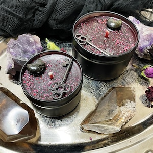 Hades God of the Underworld Candle, Pomegranate and Smoke Beeswax Candle, Crystal Candle, Fall Candle, Autumn Candle