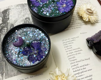 Athena Goddess Candle: Old Books & Garden Scented Beeswax Candle, Ritual Magic