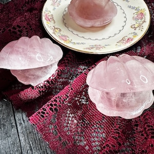 Rose Quartz Clam Shell: Carved Crystal Treasure Dish