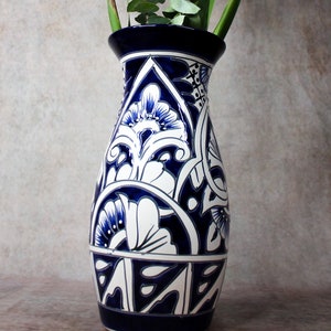 Talavera Blue Vase - Etsy