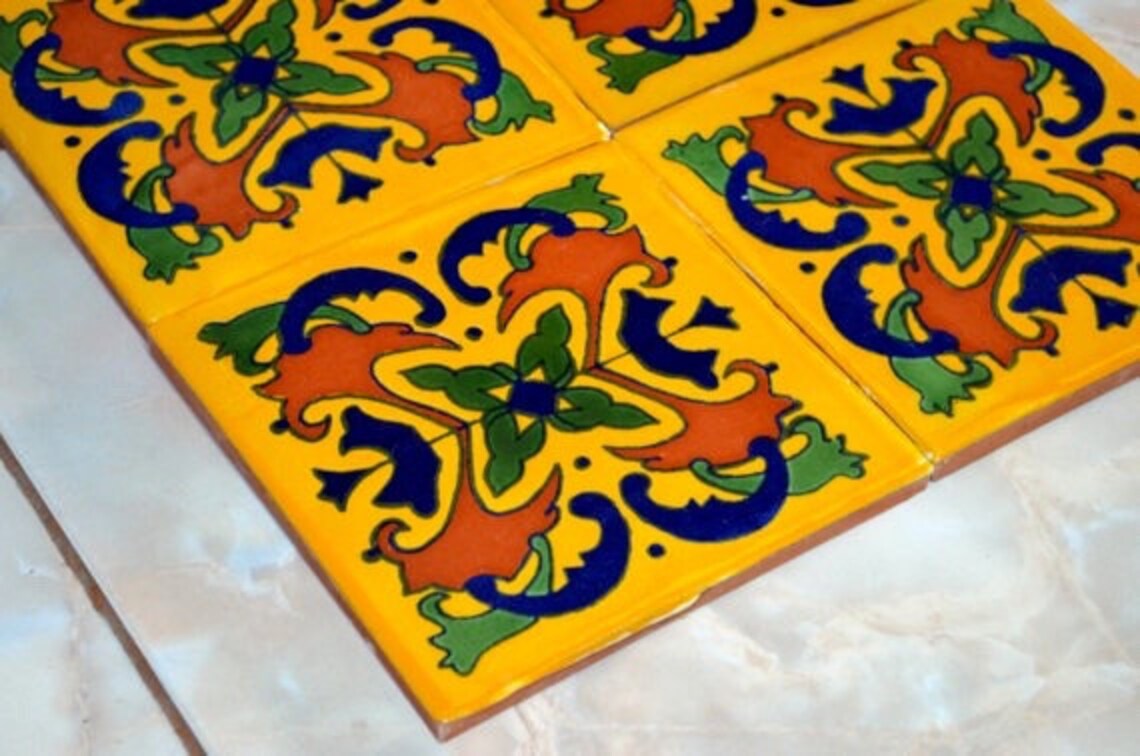 40 Mexican Tiles 6x6 or 90 Talavera Tiles 4x4 Etsy