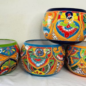 Round colorful flower pot