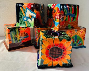 1 Talavera cubierta  para caja de pañuelos