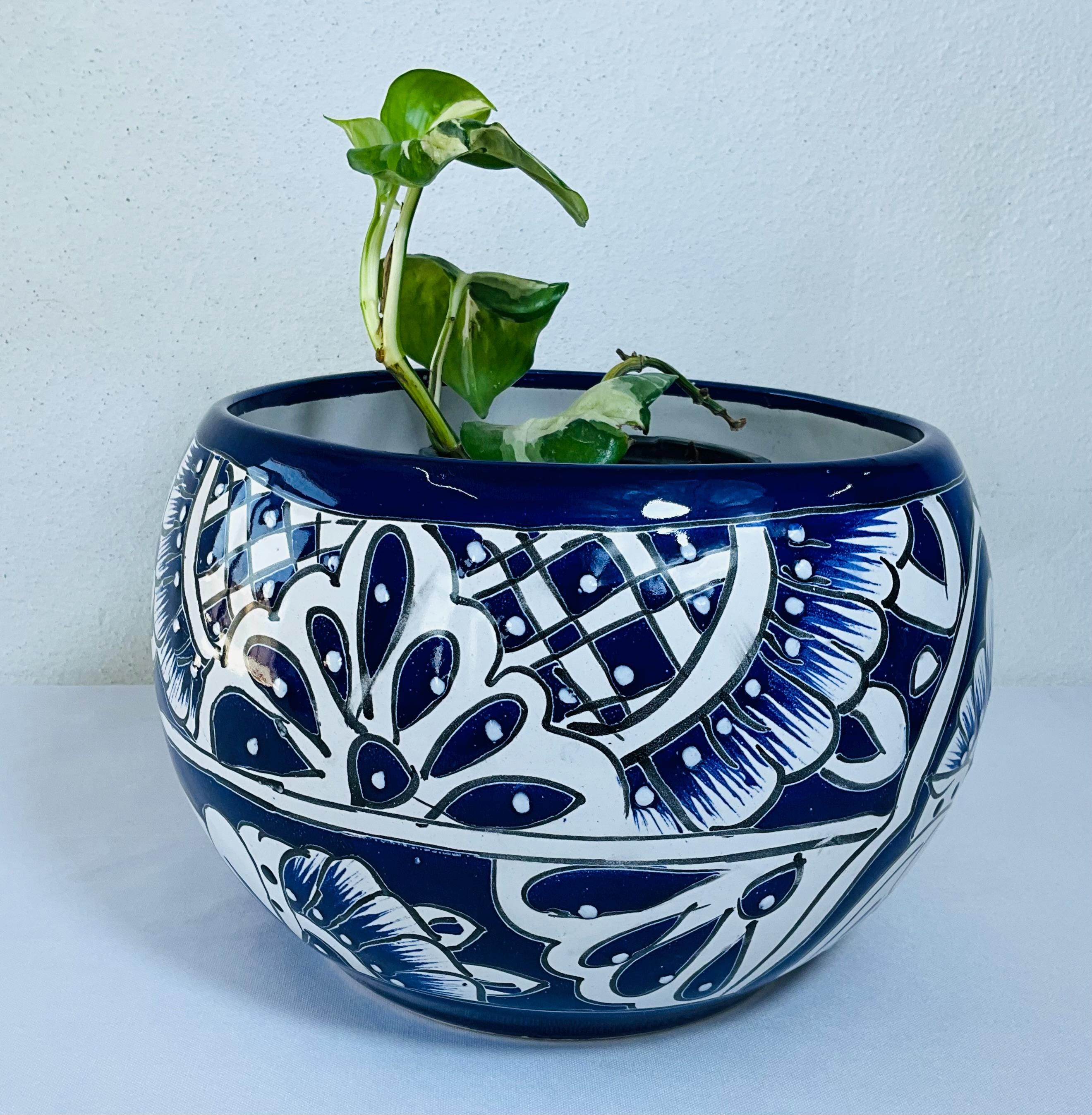 Set of 3 Blue and White Flower Pots - Etsy