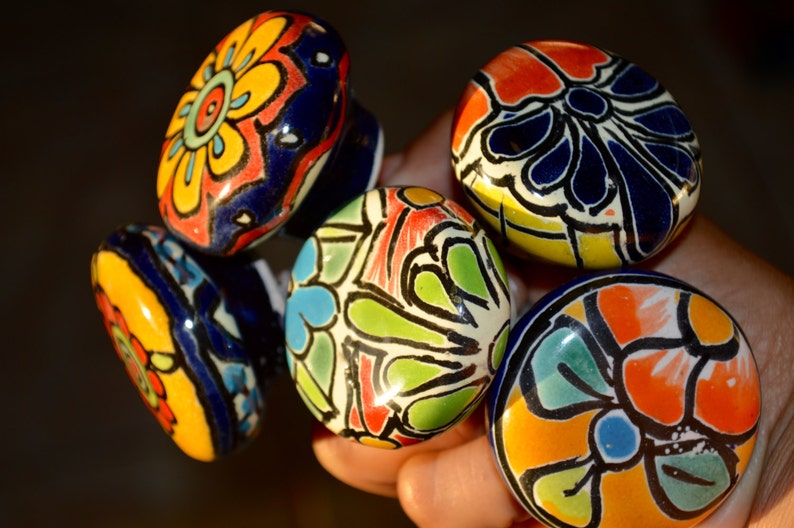 7 Multicolor Talavera Knobs image 3