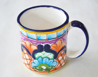 Talavera Blue & White Hand-Painted Clay 8 oz Mug - Set of 4 – CasaQ