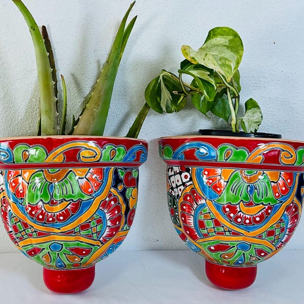 Talavera wall pot set 2 piece