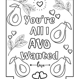 All I Avo Wanted Food Pun Valentines Coloring Book Page