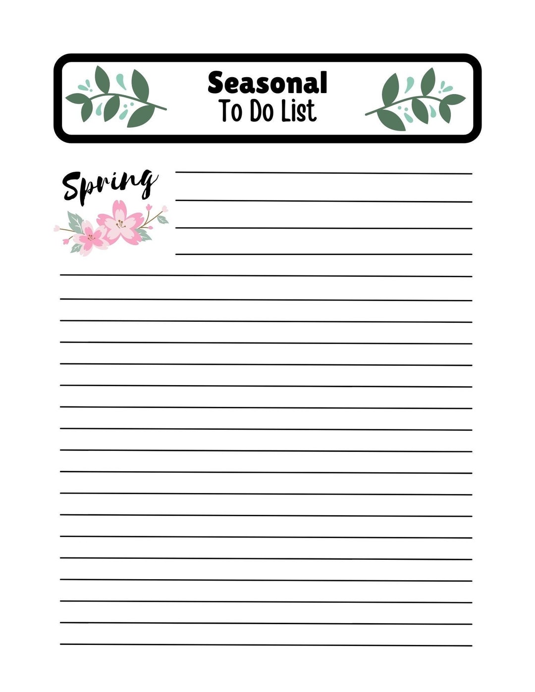 Seasonal to Do List Planner PDF Print - Etsy