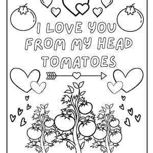 Ik hou van je vanuit mijn hoofd Tomaten kleurboekpagina