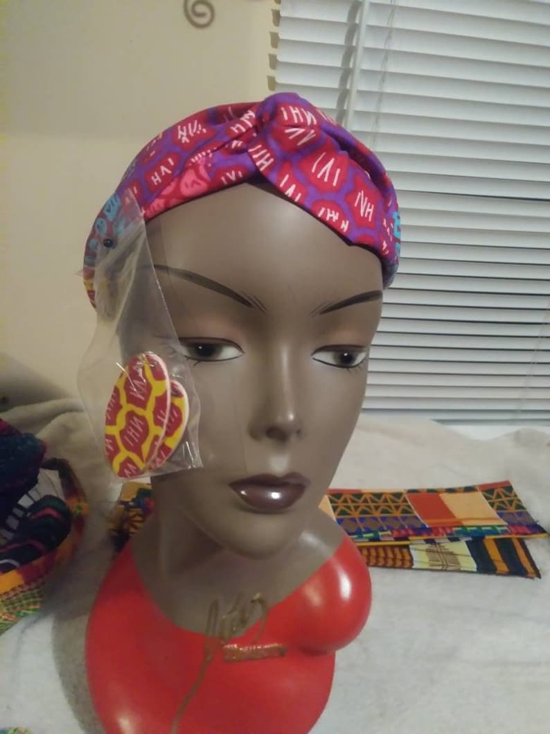 Natural hair headband with matching earrings