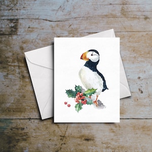 Carte de vœux de Noël de Puffin à cornes
