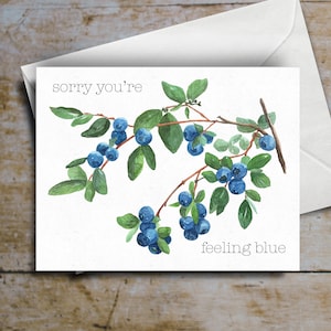Wild Blueberry Acuarela Card - Amistad - Recuperarse - Cuidado - Amor - Saludo - Cumpleaños