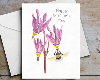 Happy Mother's Day! Shooting Star Flower + Bumble Bee - Alaska Spring/Summer - Watercolor