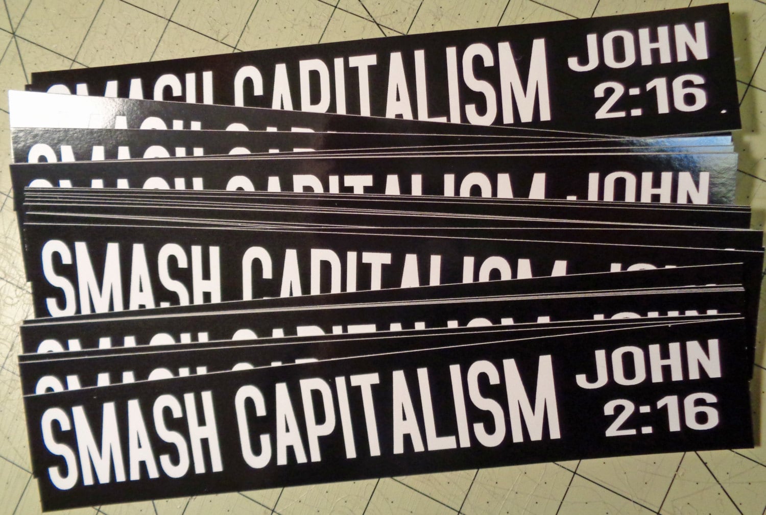 Vinyl Bumper Sticker - Smash Capitalism John 2:16