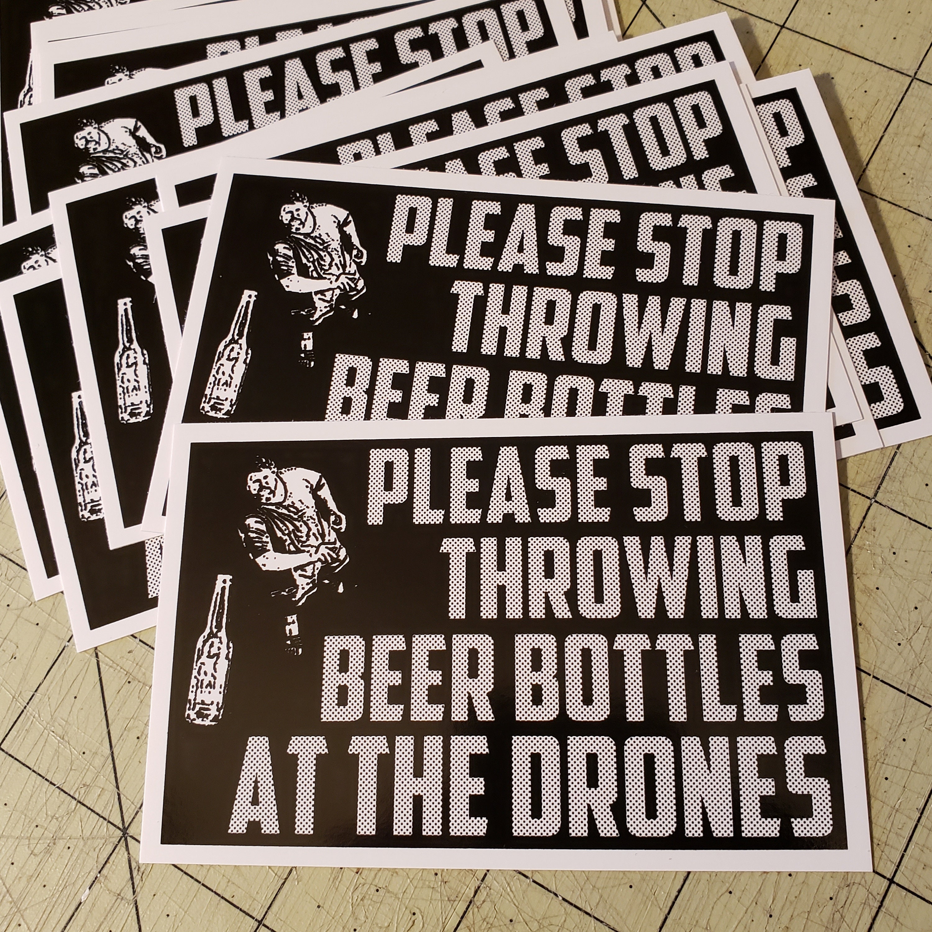 Vinyl Sticker Please Stop Throwing Beer Bottles At The Etsy