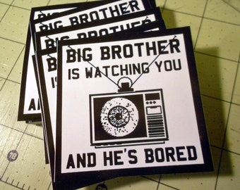 Vinyl Sticker - (small) Big Brother Is Watching You And He's Bored TV