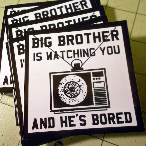 Vinyl Sticker - (small) Big Brother Is Watching You And He's Bored TV