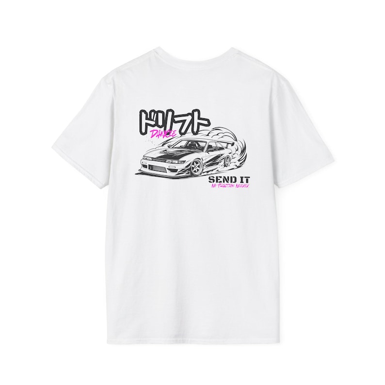 Camiseta con ilustración de coche de drifting / Gráfico "Send It Racing", estilo JDM imagen 4