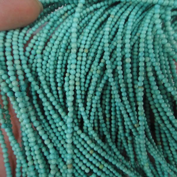 turquoise 2mm perles rondes, 15,5 pouces