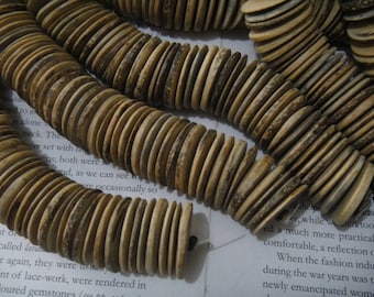 Jumbo sized 25mm tumbled coconut heishi beads, more than 120 beads, natural color, 15.5 inch