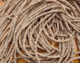 5mm nature tumbled coconut heishi beads, 15.5 inch