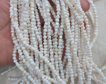 white MOP near round free form nugget beads, Sea shell nugget beads,  nature white original color, 15.5 inch