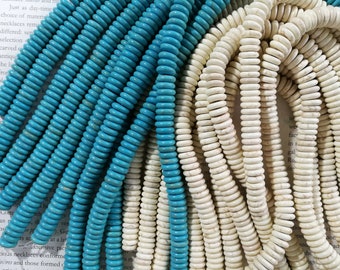 10mm turquoise heishi beads, turquoise disc beads, turquoise spacer beads, 110+ beads