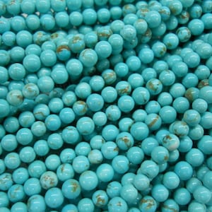 4mm turquoise round beads 15.5&quot; long