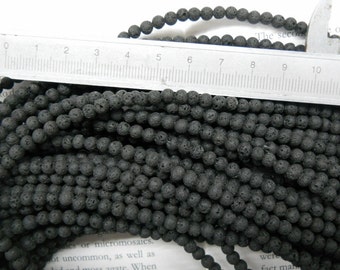 4mm lava round beads, 15.5" strand long